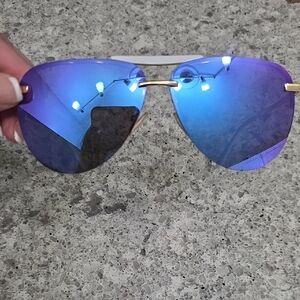 Diff Eyewear Blue Aviator Sunglasses